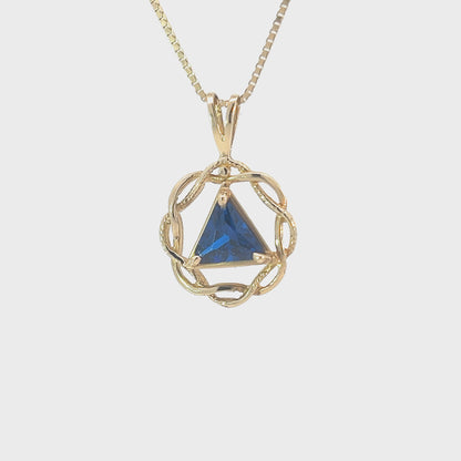 14k Gold Pendant, Medium Size, Basket Weave Style, Available in 12 Different Birthstones