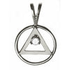 Sterling Silver AA Pendant with 3mm CZ Birthstone – Wire Style Circle, 1.6g, Medium Size