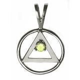 Sterling Silver Pendant, Medium Size, Available in 12 Different 3mm Colored CZ Birthstones
