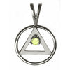 Sterling Silver AA Pendant with 3mm CZ Birthstone – Wire Style Circle, 1.6g, Medium Size