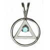 Sterling Silver AA Pendant with 3mm CZ Birthstone – Wire Style Circle, 1.6g, Medium Size