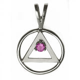 Sterling Silver Pendant, Medium Size, Available in 12 Different 3mm Colored CZ Birthstones