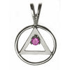 Sterling Silver AA Pendant with 3mm CZ Birthstone – Wire Style Circle, 1.6g, Medium Size