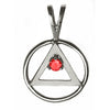 Sterling Silver AA Pendant with 3mm CZ Birthstone – Wire Style Circle, 1.6g, Medium Size