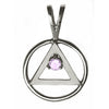 Sterling Silver AA Pendant with 3mm CZ Birthstone – Wire Style Circle, 1.6g, Medium Size