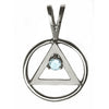 Sterling Silver AA Pendant with 3mm CZ Birthstone – Wire Style Circle, 1.6g, Medium Size