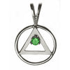 Sterling Silver AA Pendant with 3mm CZ Birthstone – Wire Style Circle, 1.6g, Medium Size
