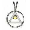 Sterling Silver AA Pendant with 3mm CZ Birthstone – Wire Style Circle, 1.6g, Medium Size