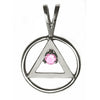 Sterling Silver AA Pendant with 3mm CZ Birthstone – Wire Style Circle, 1.6g, Medium Size