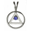Sterling Silver AA Pendant with 3mm CZ Birthstone – Wire Style Circle, 1.6g, Medium Size