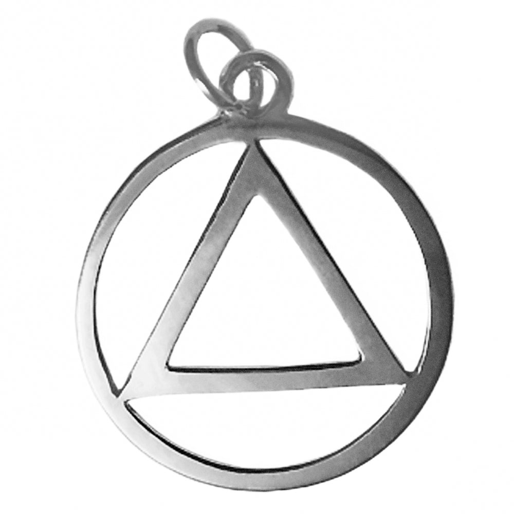 Sterling Silver AA Symbol Pendant – Flat Smooth Circle, Medium/Large Size, 2.1g