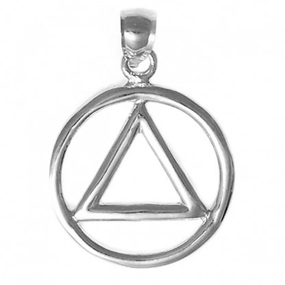 Large Sterling Silver Heavy Wire Style AA Pendant – 12-Step Recovery Jewelry