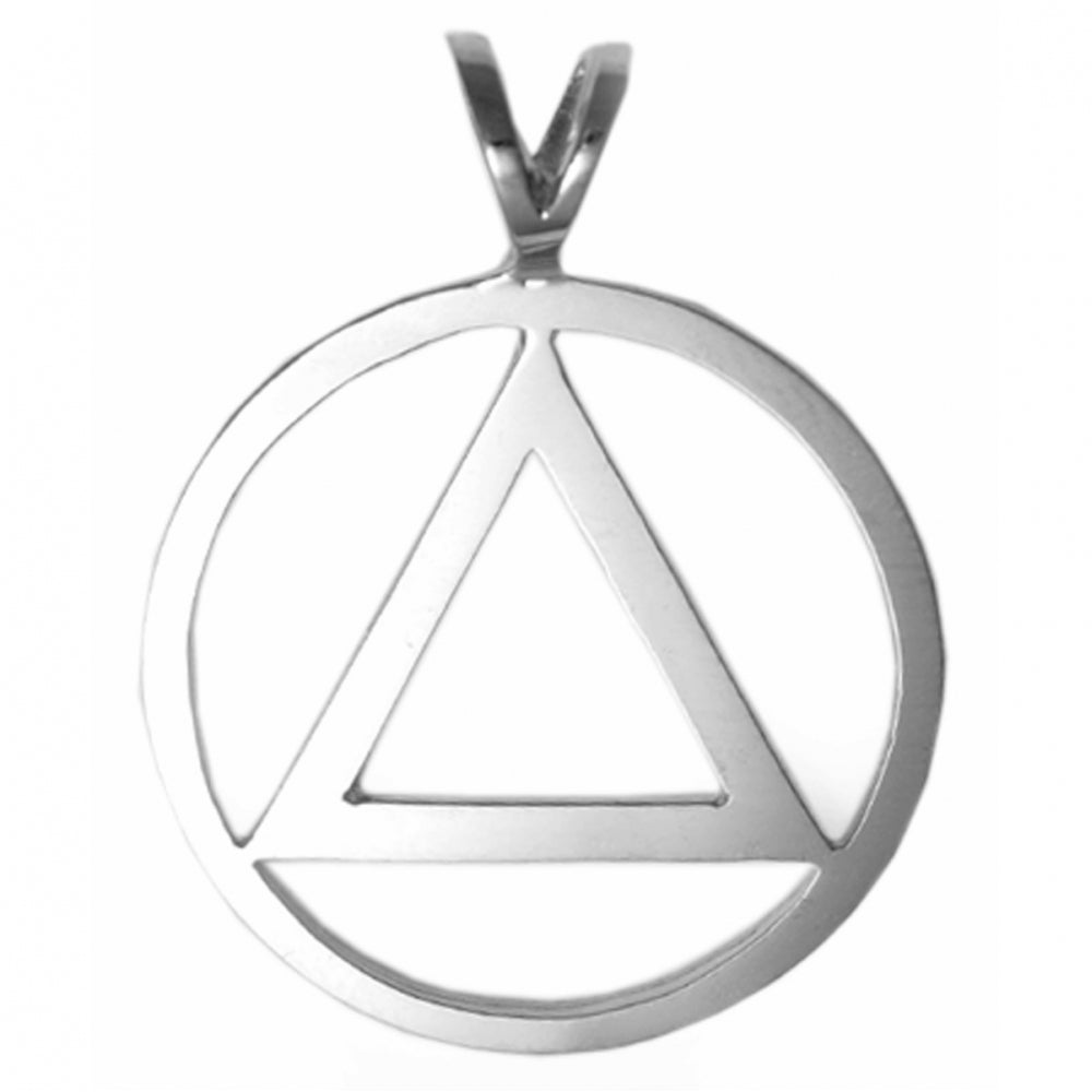 Sterling Silver Flat Style AA Symbol Pendant – Large Smooth Circle, 3.3g