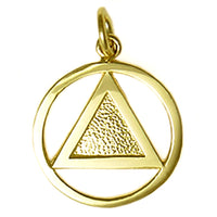 14k Gold Pendant, Textured Triangle AA, Medium Size