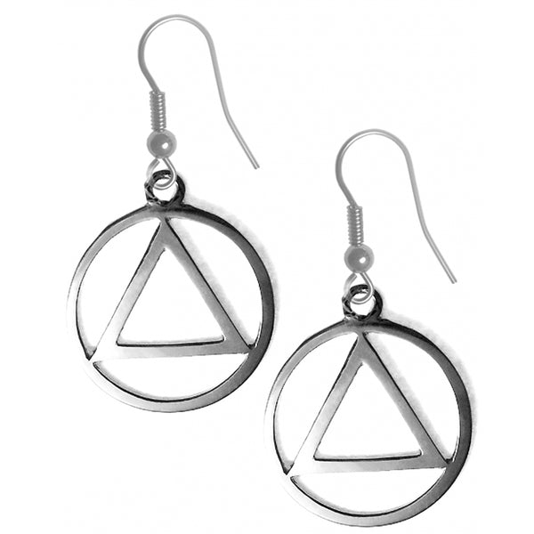 Sterling Silver Earrings, Alcoholics Anonymous AA Symbol