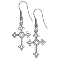 Sterling Silver, Cross Earrings with Narcotics Anonymous NA Symbol