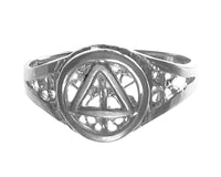 Sterling Silver Ring with Alcoholics Anonymous AA Symbol on a Filigree Style Band