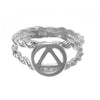 Sterling Silver Ring, Alcoholics Anonymous AA Symbol Circle Triangle on a Open Rope Style Band