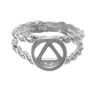 Sterling Silver Ring, Alcoholics Anonymous AA Symbol Circle Triangle on a Open Rope Style Band