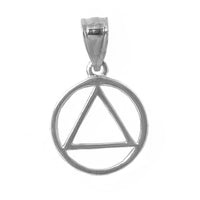 Sterling Silver Pendant, Alcoholics Anonymous AA Symbol, Thick Style, Medium Size