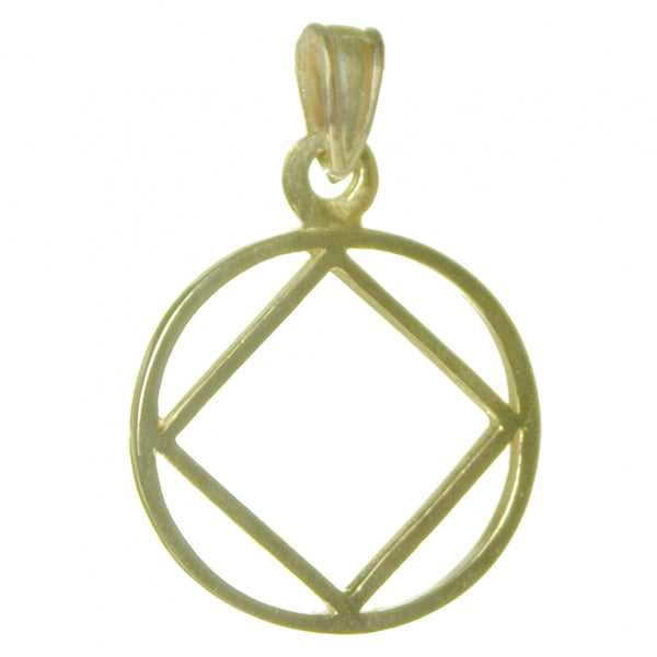14k Gold Pendant, Narcotics Anonymous NA Symbol, Thick Style, Medium Size