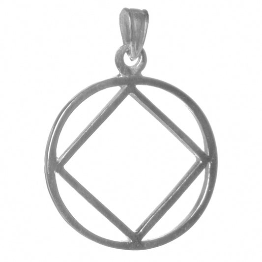 Sterling Silver Pendant, Narcotics Anonymous NA Symbol, Thick Style, Large Size