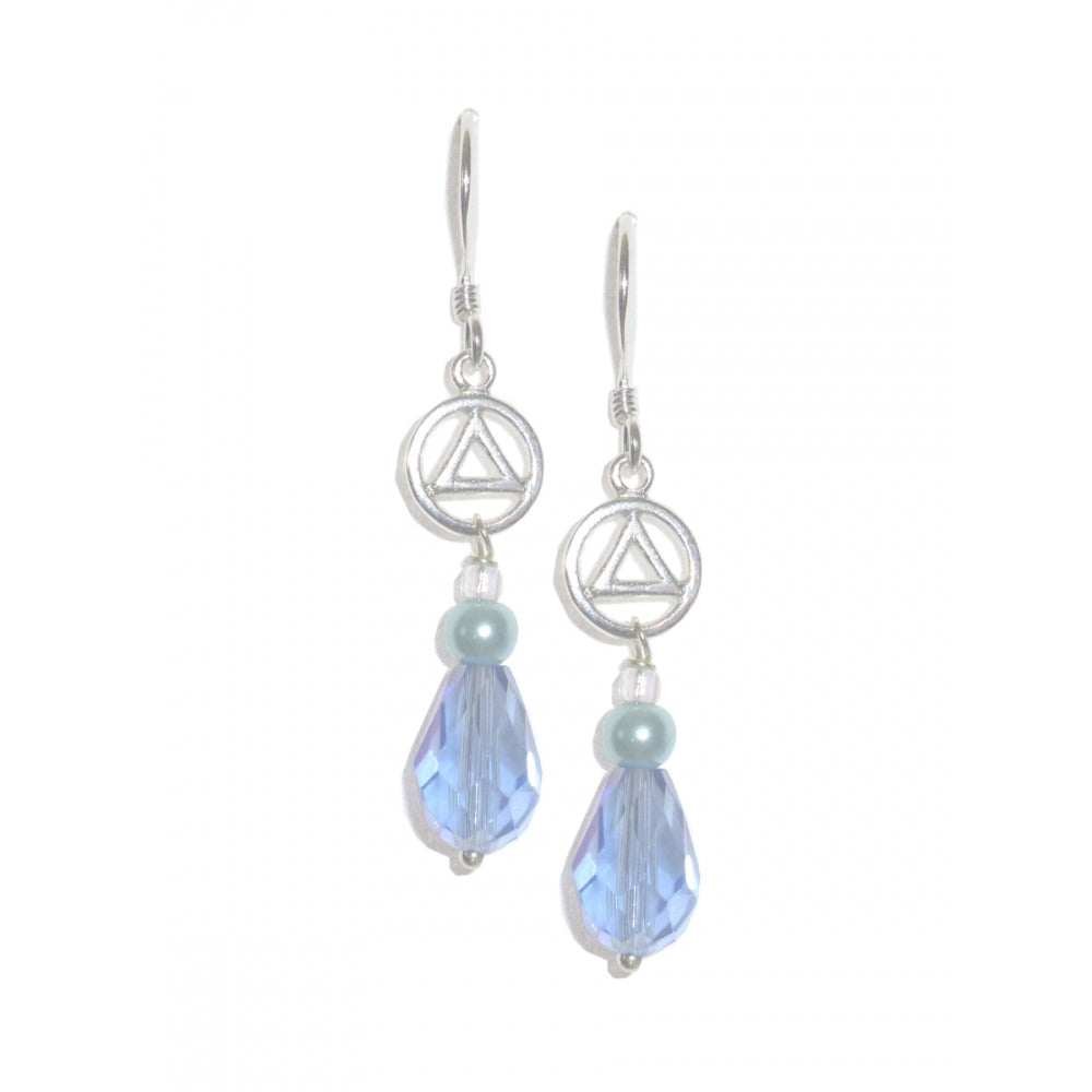 Earrings Alcoholics Anonymous AA Sterling Silver, Small Circle Triangle