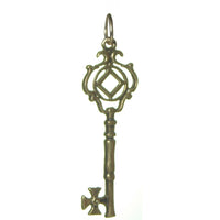 Brass Pendant, Small Narcotics Anonymous NA Symbol Inside Antique Style Key