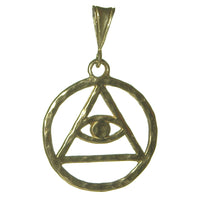 Large Size, Brass Pendant, Alcoholics Anonymous AA Symbol with Mystic Eye