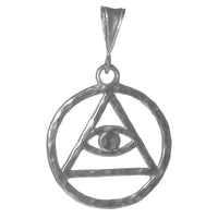 Large Size, Sterling Silver Pendant, Alcoholics Anonymous Symbol with Mystic Eye