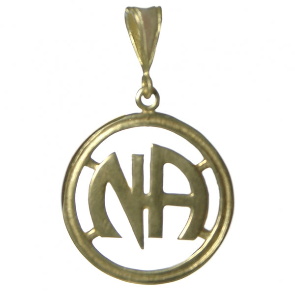 Large Size, Brass Pendant, Narcotics Anonymous NA Initials in a Heavy Style Circle