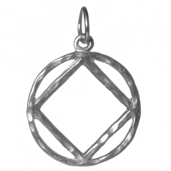 Sterling Silver Pendant, Narcotics Anonymous NA Hammered Symbol Medium Size
