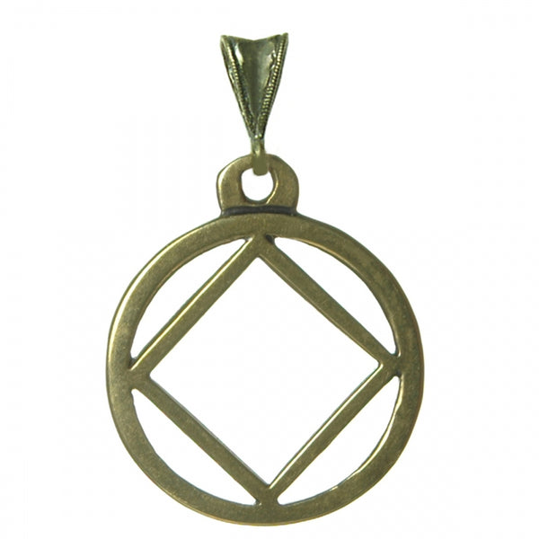 Brass Pendant, Narcotics Anonymous NA Flat Symbol Medium Size