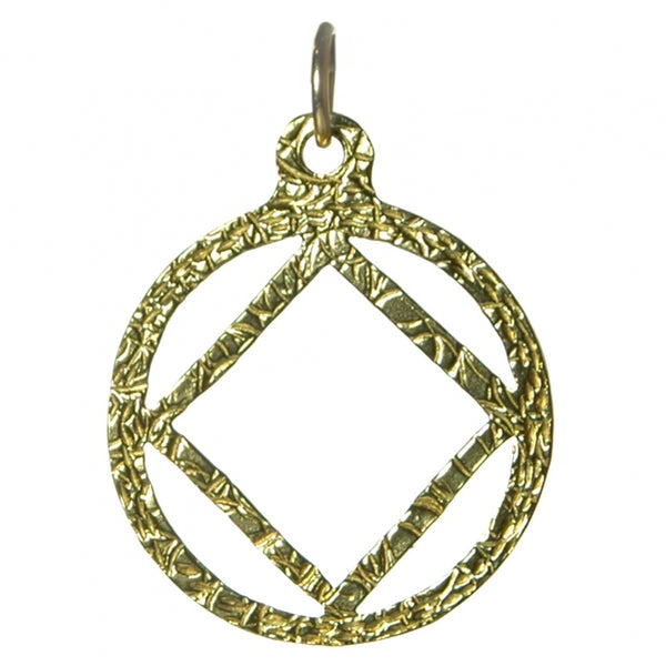 Brass Pendant, Narcotics Anonymous NA Textured Symbol Medium Size