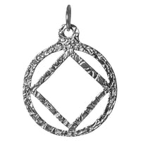 Sterling Silver Pendant, Narcotics Anonymous NA Textured Symbol Medium Size