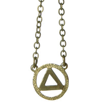 Set of Brass Alcoholics Anonymous AA Symbol Pendant with Brass Chain, $14.95 Chain Available in 18" Only