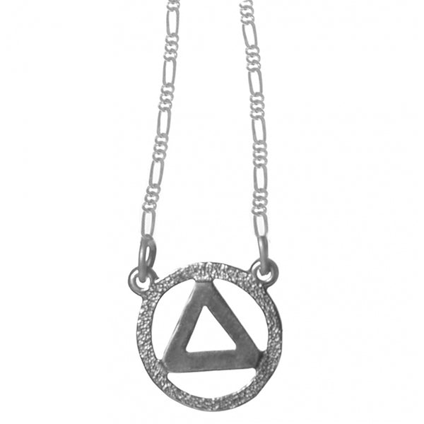 Set of Sterling Silver Alcoholics Anonymous AA Symbol Pendant with Sterling Silver Chain, $34.95 Chain Available in 18" Only