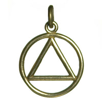 Brass Pendant, Alcoholics Anonymous AA Smooth Wire Style Small Size