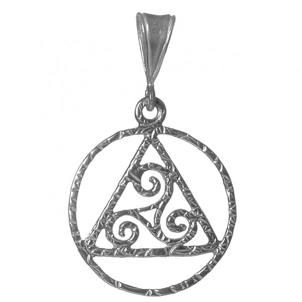 Sterling Silver Pendant, Alcoholics Anonymous AA Textured with Celtic Symbol Medium Size