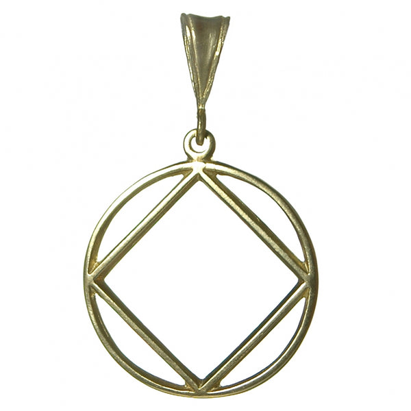 Large Size, Brass Pendant, Narcotics Anonymous NA Symbol in a Smooth Wire Style