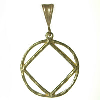 Large Size, Brass Pendant, Narcotics Anonymous NA Symbol in a Hammered  Wire Style