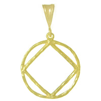 Large Size, 14k Gold Pendant, Narcotics Anonymous NA Symbol in a Hammered Wire Style