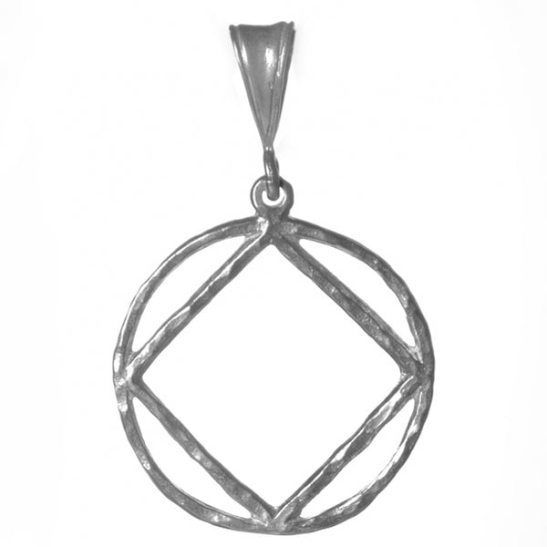 Sterling Silver Pendant, Narcotics Anonymous NA Symbol in a Hammered Wire Style