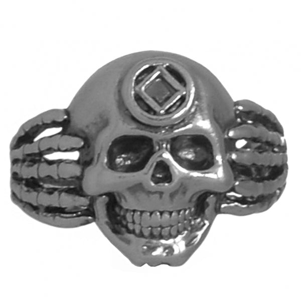 Sterling Silver Mens Ring Narcotics Anonymous NA Symbol Skull