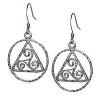 Sterling Silver Earrings, Alcoholics Anonymous AA with Celtic Symbol