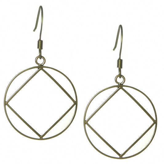 Brass Earrings Narcotics Anonymous NA, Extra Large Size