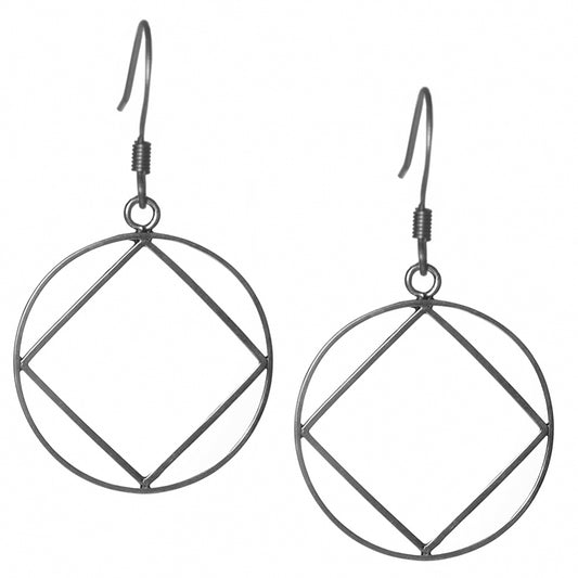 Sterling Silver Earrings Narcotics Anonymous NA, Extra Large Size