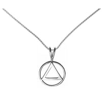 Set of Alcoholics Anonymous AA Symbol #01 Pendant wtih #212 Medium Box Chain, $36-$42, Chain Available in 3 Different Lengths