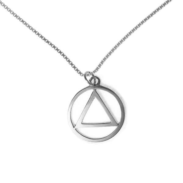 Set of Alcoholics Anonymous AA Symbol #04 Pendant wtih #212 Medium Box Chain, $36-$42, Chain Available in 3 Different Lengths