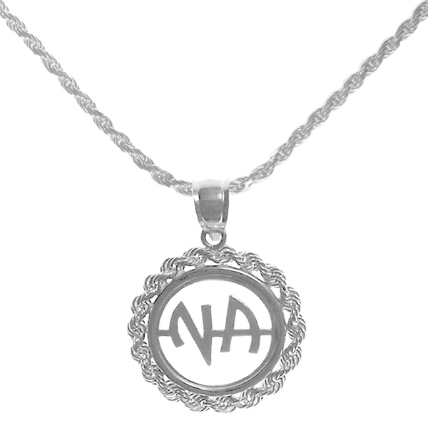 Set of Narcotics Anonymous NA Initial necklace #39 with #215 Rope Chain, #1205- Chain Available in 3 Different Lengths